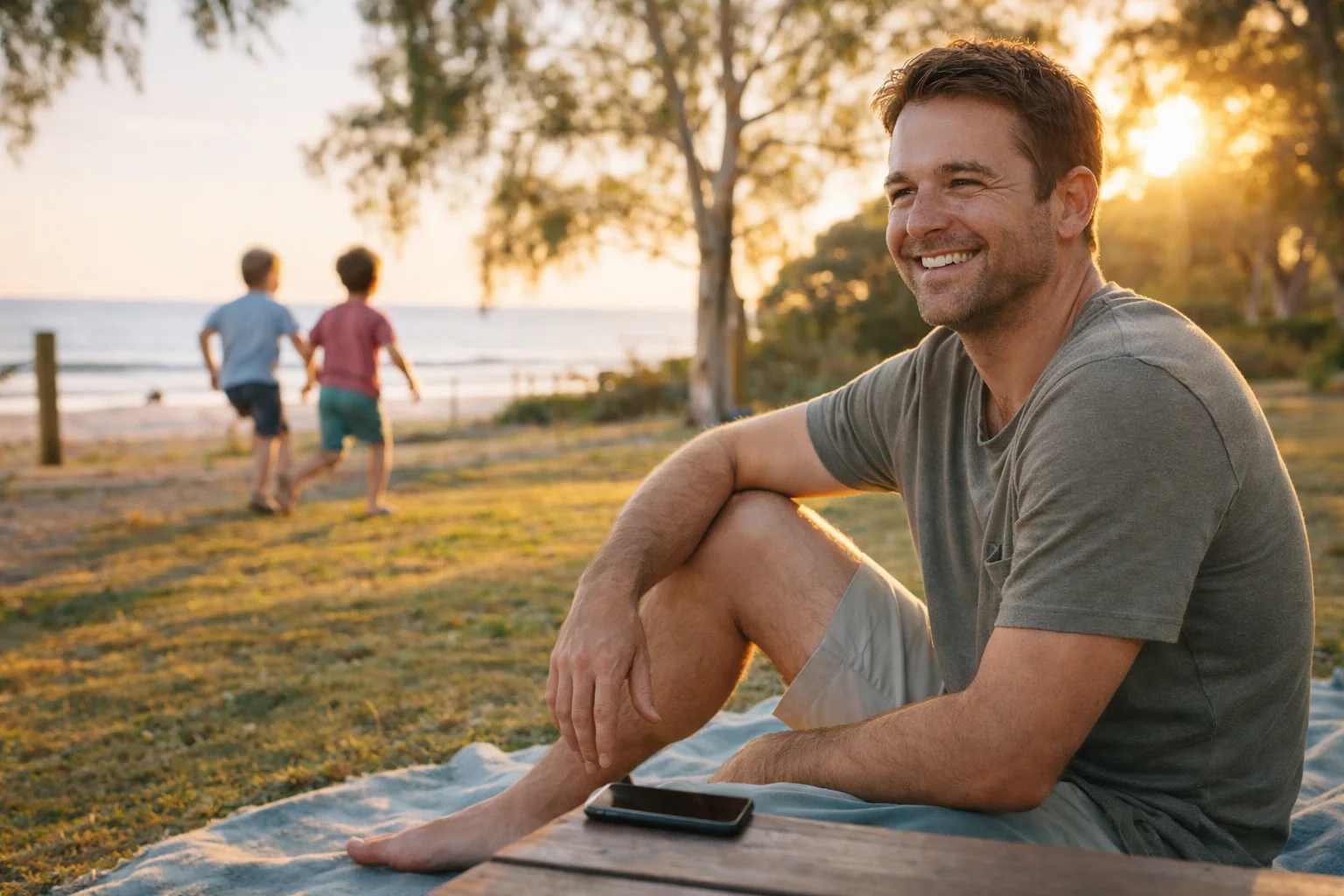EzyFlats landlord enjoying weekend at the beach with family